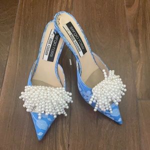 Rosie Assoulin for Sergio Rossi Embellished Brocade Mules